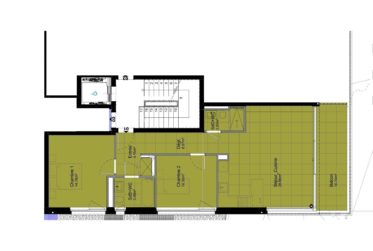 Appartement NEUF - 3 pièces au rez inférieur (Lot A01, plan en vert foncé)